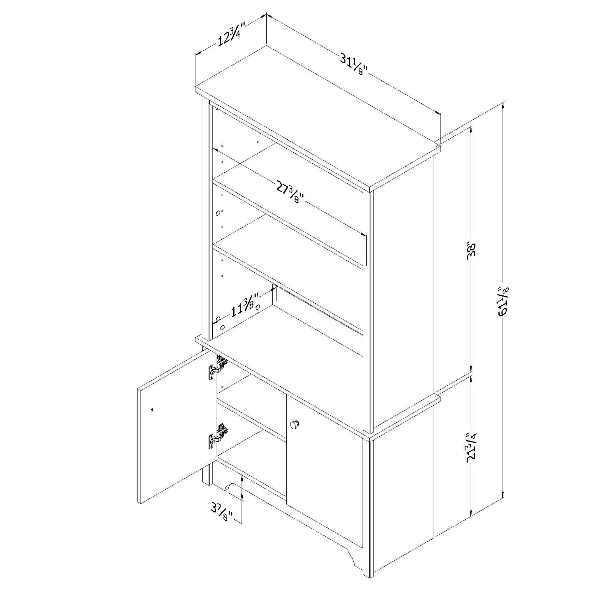 Pure White 3-Shelf Bookcase with Doors H572