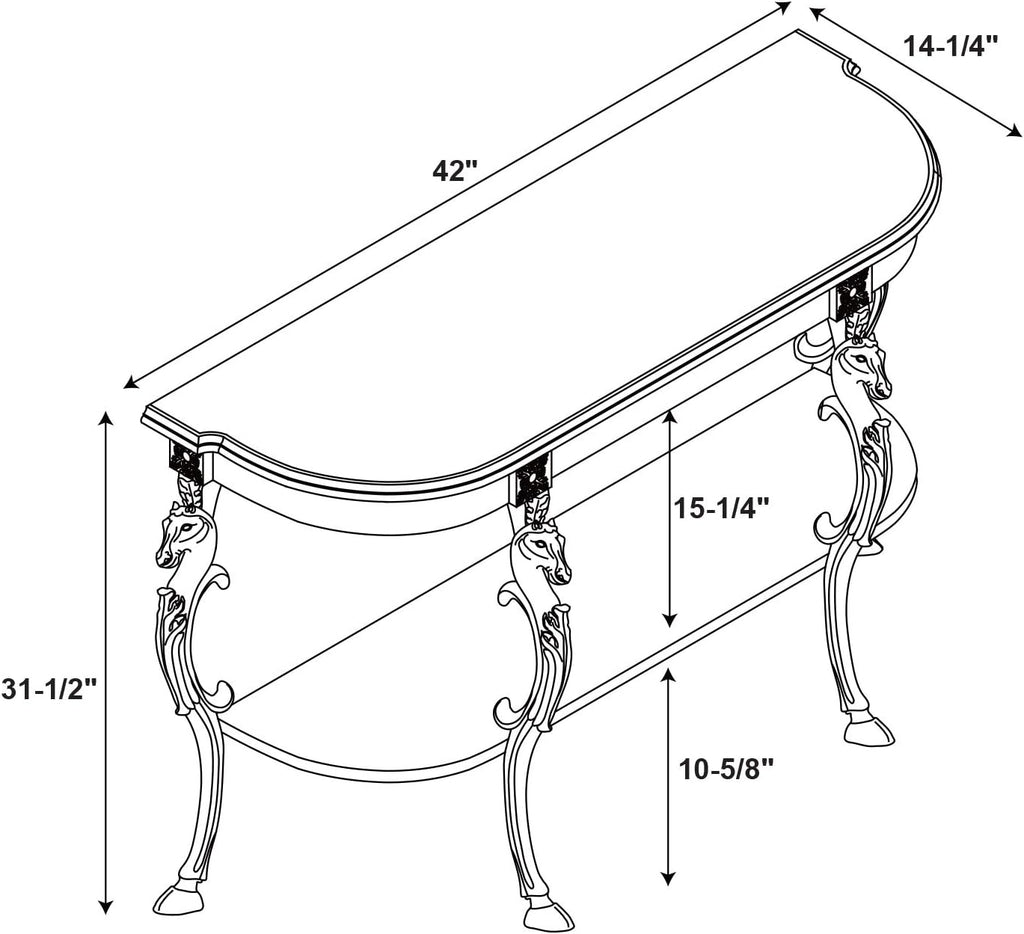 Floral Demilune Console Table with Display Shelf I616