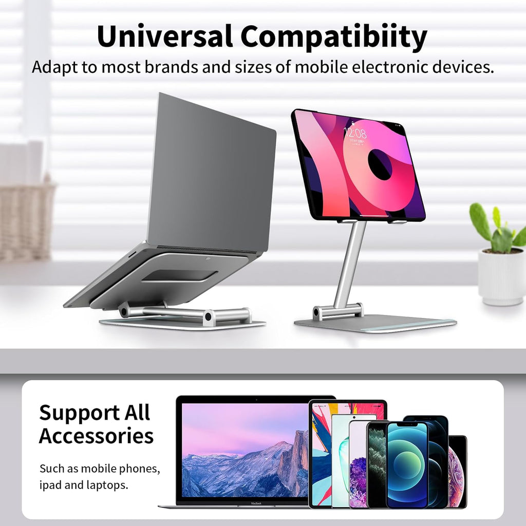 Adjustable Aluminum Laptop Stand Riser for 10 to 17.3” Silver Y956676