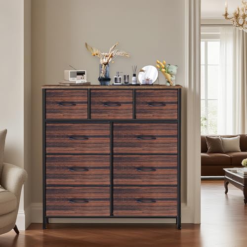 Black 9 Drawer Fabric Dresser V654424