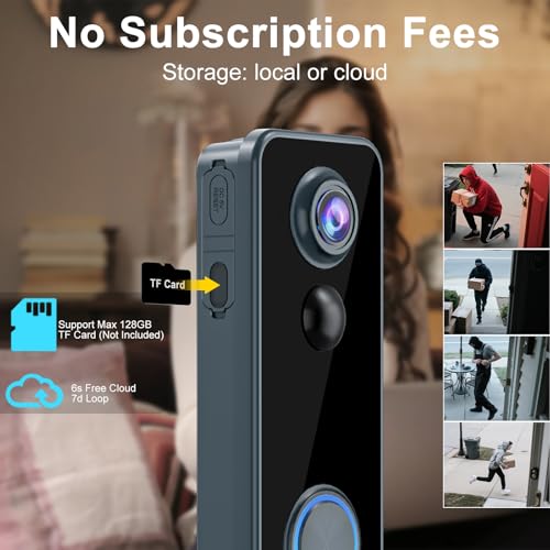 2K HD Wireless Video Doorbell with Chime, Battery Powered A573886