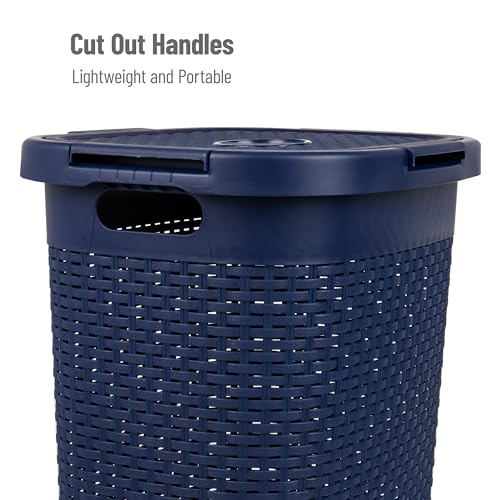 60L Slim Laundry Hamper with Lid, Plastic, Gray, Set of 2 M282