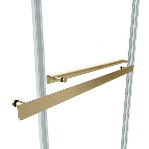 Double Sliding Semi-Frameless Shower Door in Brushed Gold with Clear Glass L217458