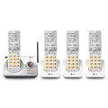 4-Handset Cordless Phone with Answering System and Call Block (White/Silver) T160421