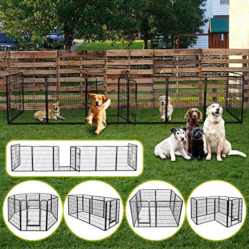 16 Panels 32 in Black Metal Pet Playpen I202