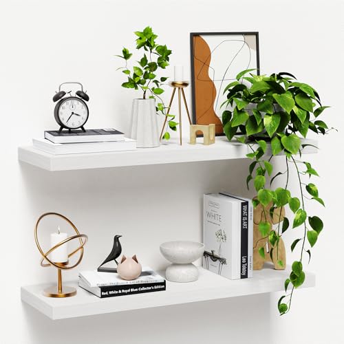 Nature Wood Wall Shelf Set of 3, 16" Wall Mounted Floating Shelf Q43697
