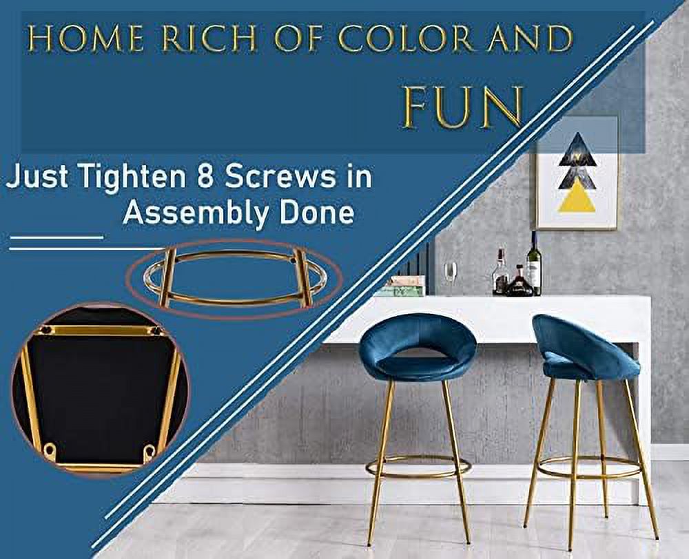 30" Velvet Stools with Gold Metal Legs F27071