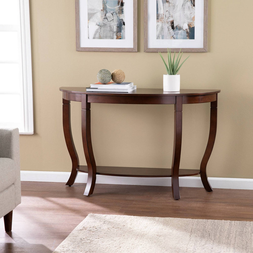 Brown Demilune Console Table B757