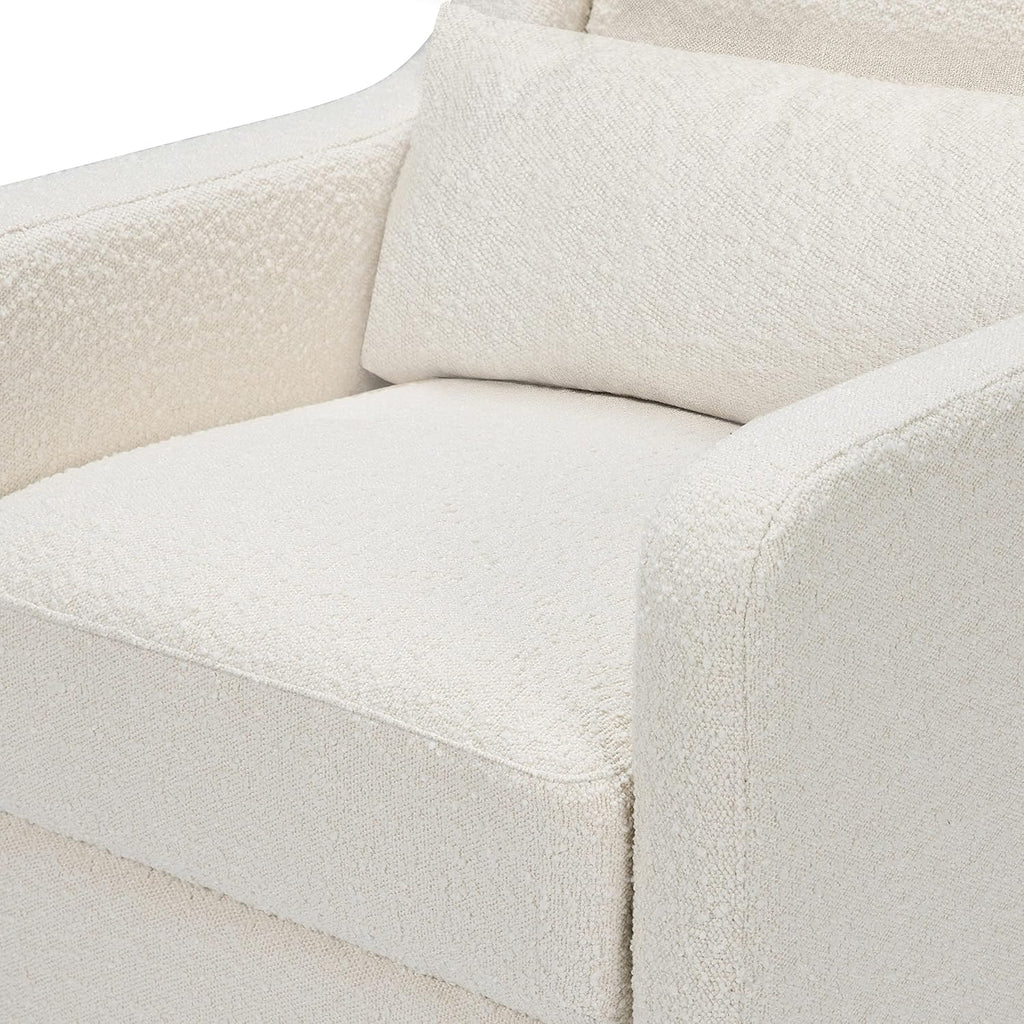 Ivory Boucle Swivel Glider with Storage Ottoman L299064