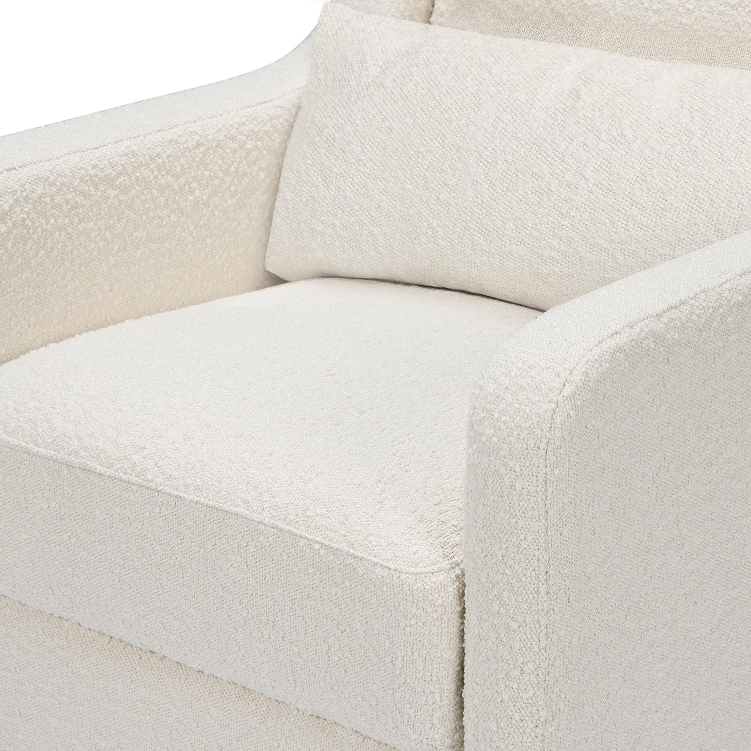 Ivory Boucle Swivel Glider with Storage Ottoman L299064