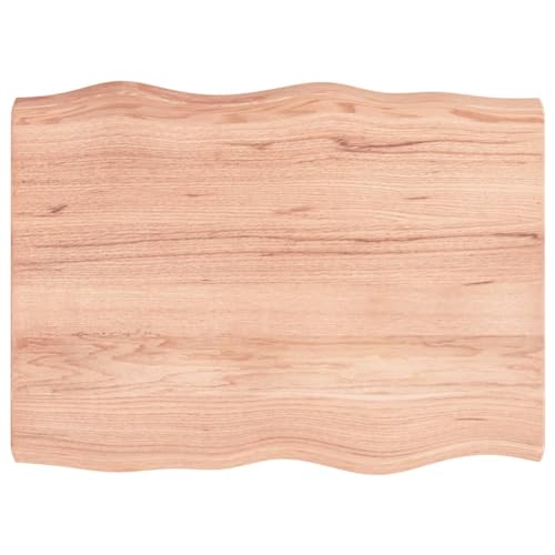 Solid Oak Wood Live Edge Table Top Light Brown 6.7"x19.7"x1.6" D3957