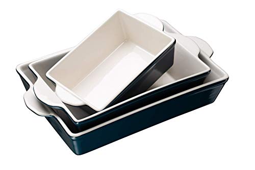 Set of 3 Navy Ceramic Casserole Dishes R776