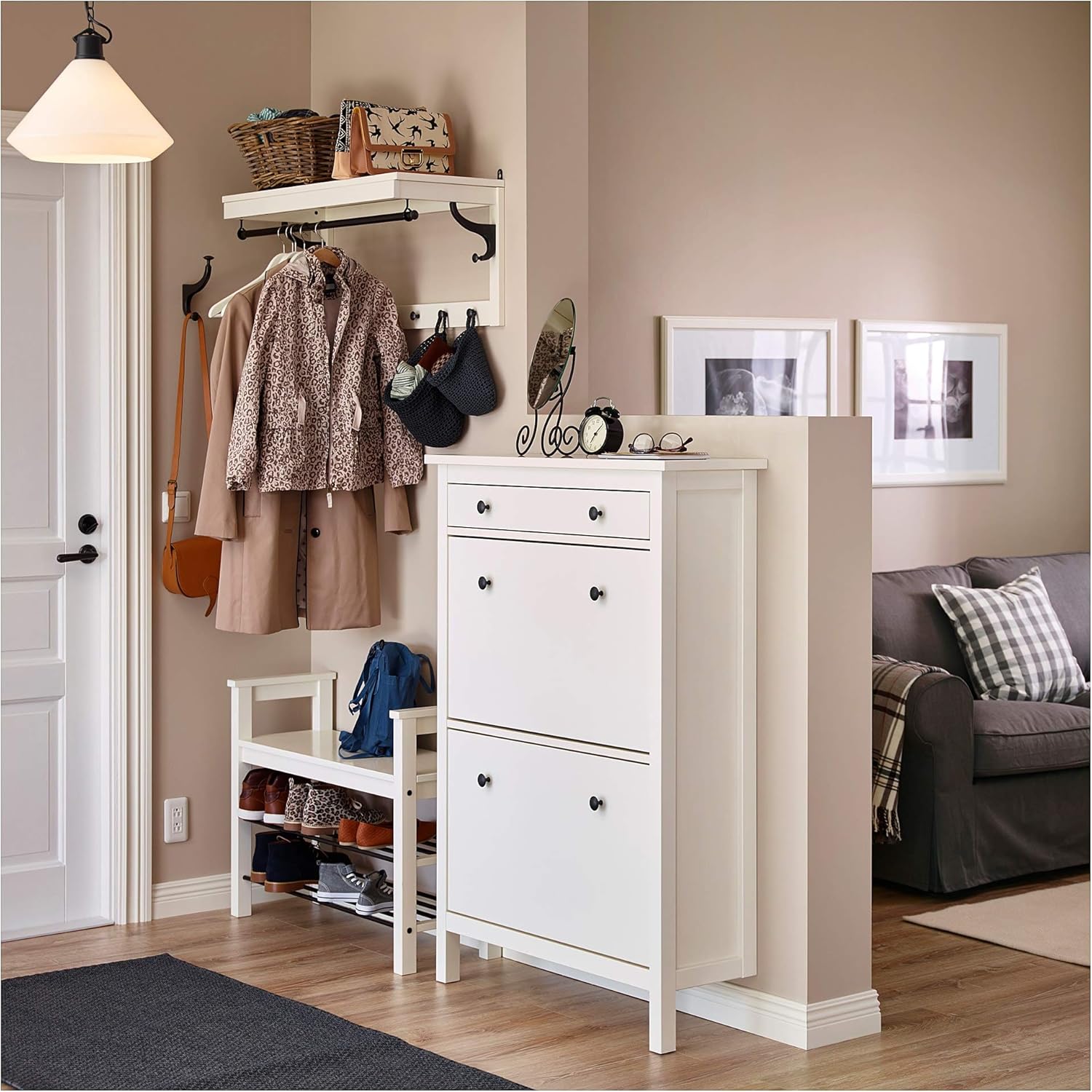 White 2 Compartment Shoe Cabinet H671
