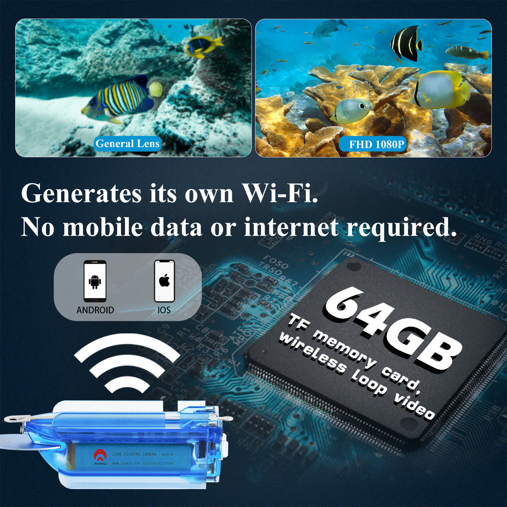 Wireless Underwater Fishing Camera 1080P with 64GB TF Card M715