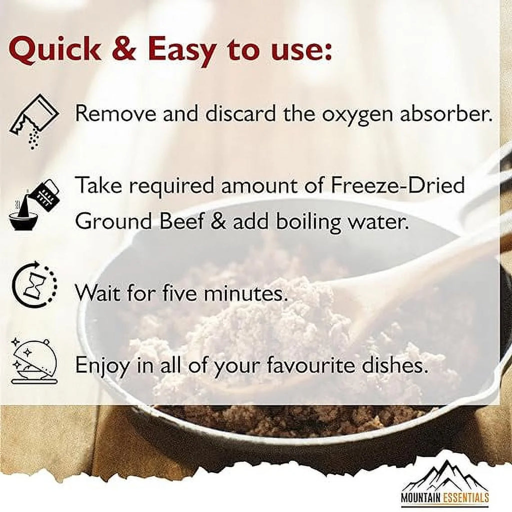 Freeze Dried Ground Beef Fully Cooked, Pack of 12, 10 serving O538718