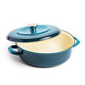 Round 4QT Enameled Iron Casserole Braiser with Lid F693