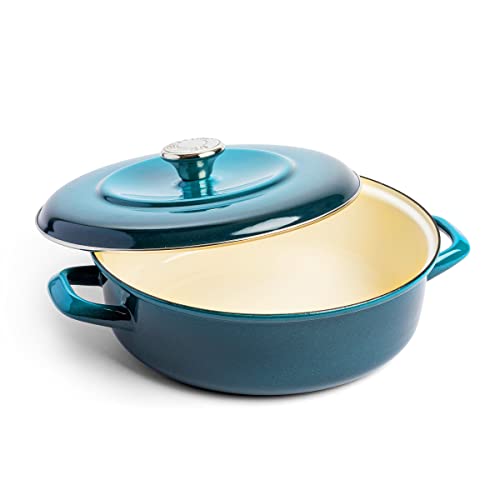 Round 4QT Enameled Iron Casserole Braiser with Lid F693