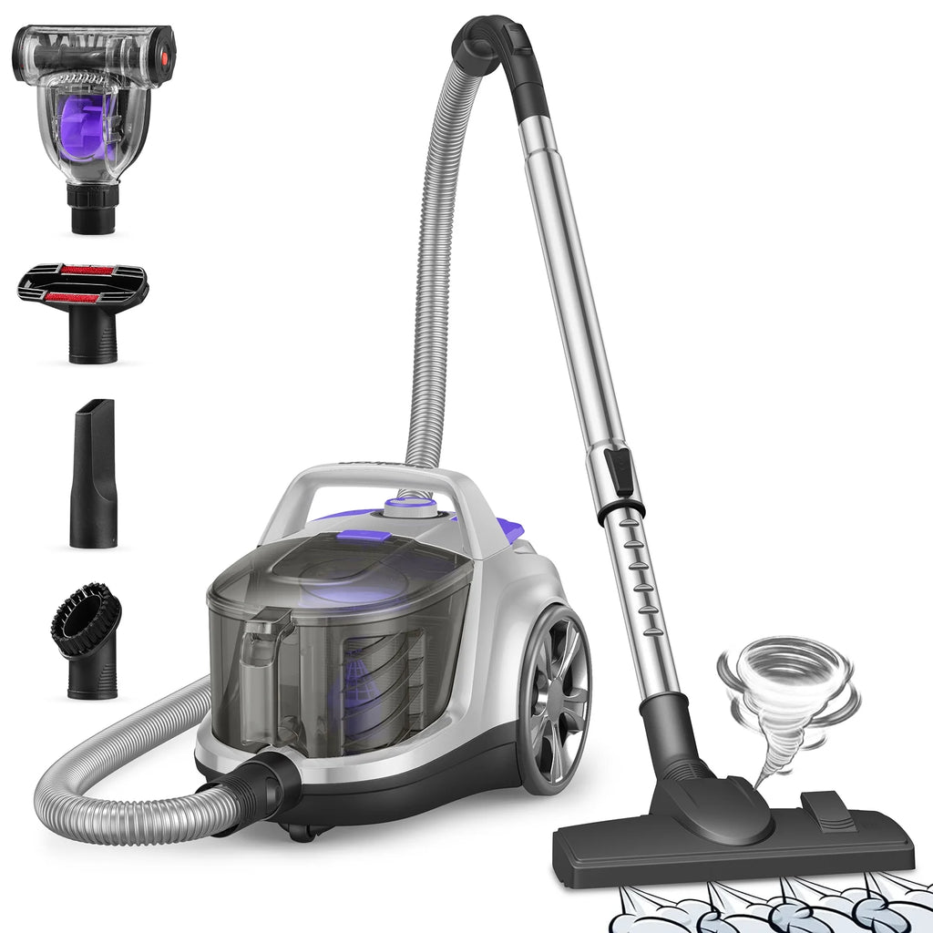 Bagless Canister Vacuum Cleaner with Double HEPA Filter, 1200W, 3.6QT K2932