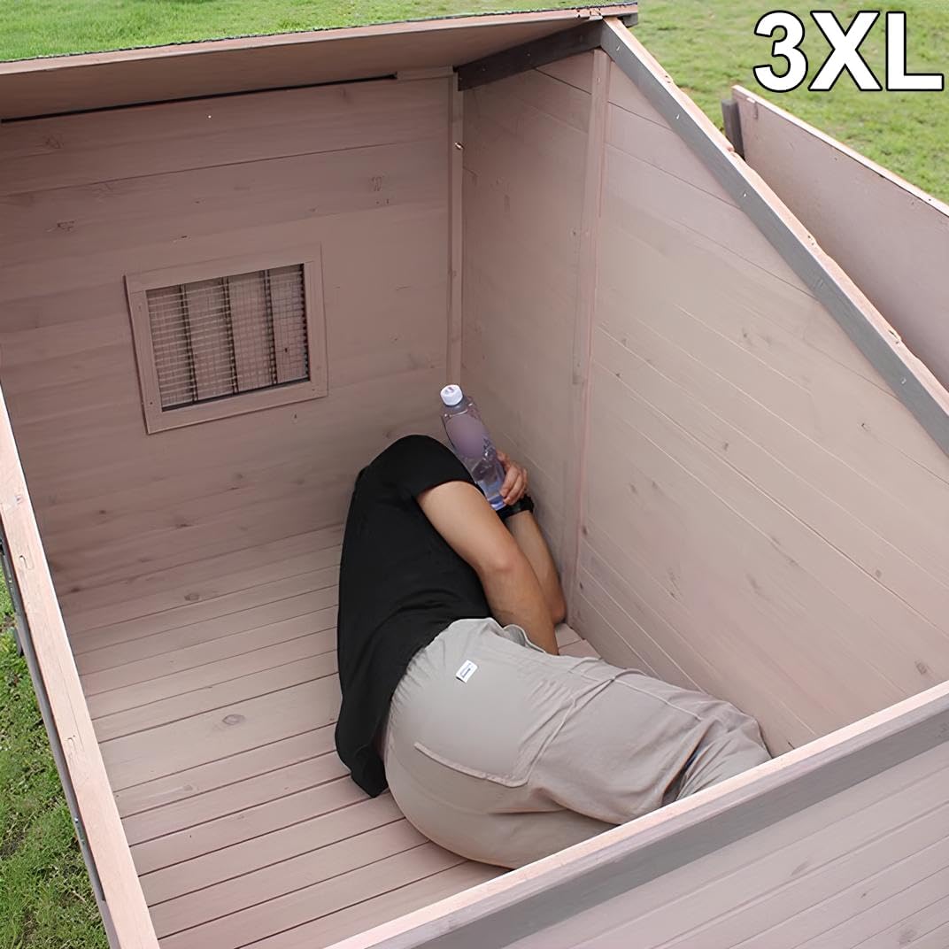 Grey Weatherproof Wooden Dog House with Elevated Floor A3699