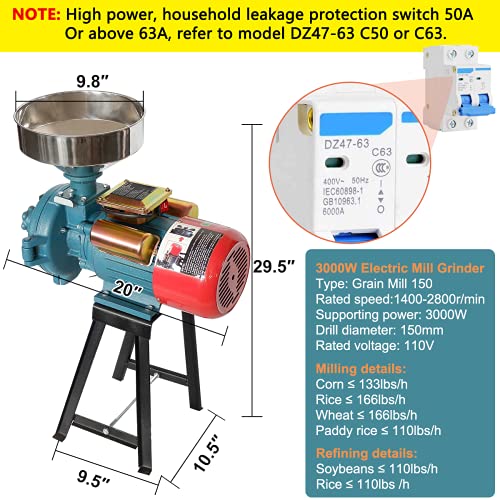 3000W Electric Grain Mill Grinder for Cereals Corn Grain Wheat Feed Y81577