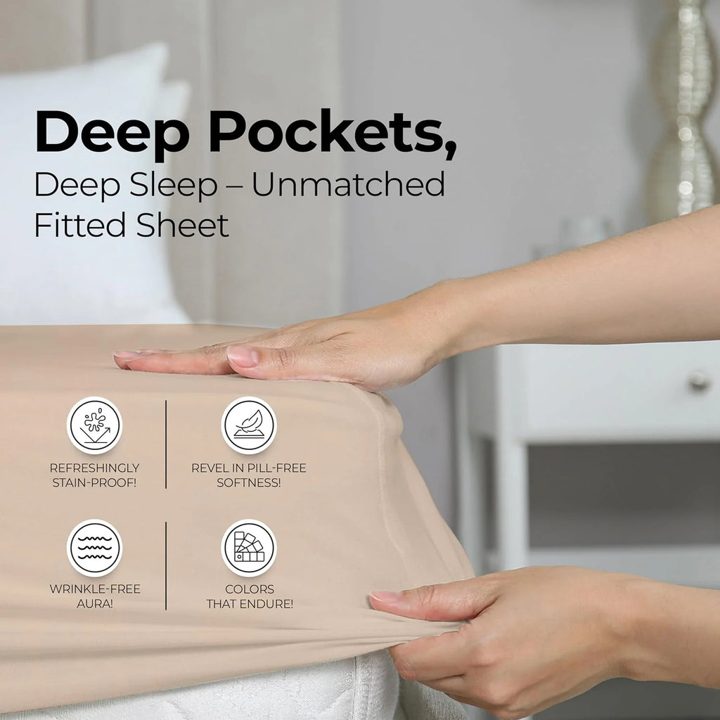 Queen Fitted Sheet - Deep Pockets - Soft Microfiber H210