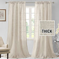 Natural Linen Blended Curtains 84 inches Long 2 Panel Sets G3441