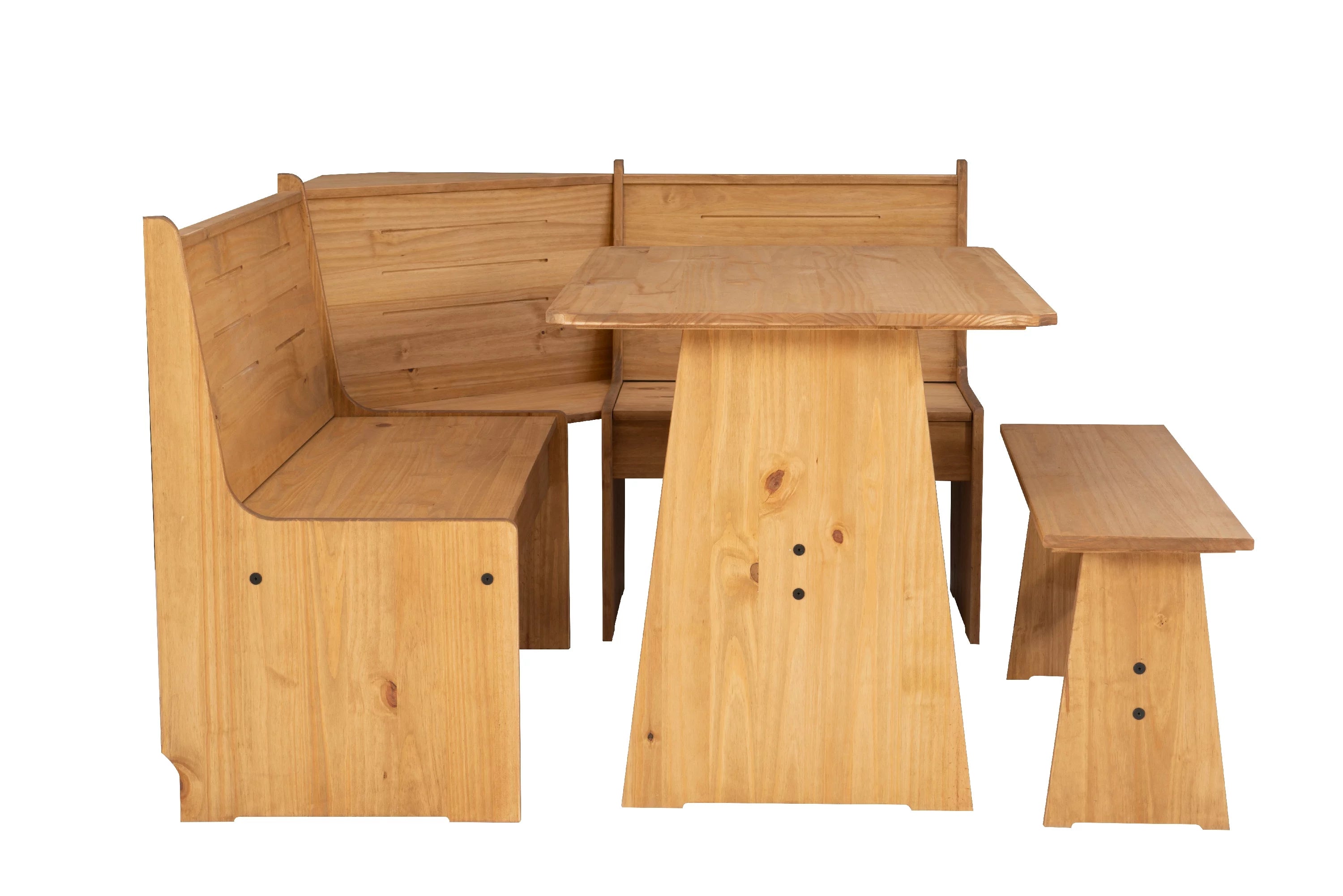 Natural Finish Corner Dining Set with Storage Table and Bench S7617