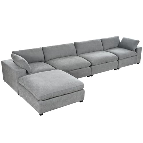 Beige Oversize Modular Sectional Sofa with Removable Ottoman X572646