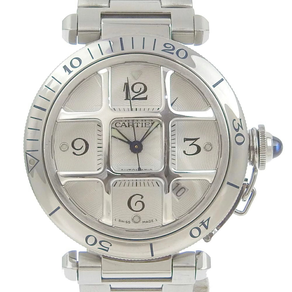 Pre-Owned stainless steel automatic winding white dial men's watch V7613