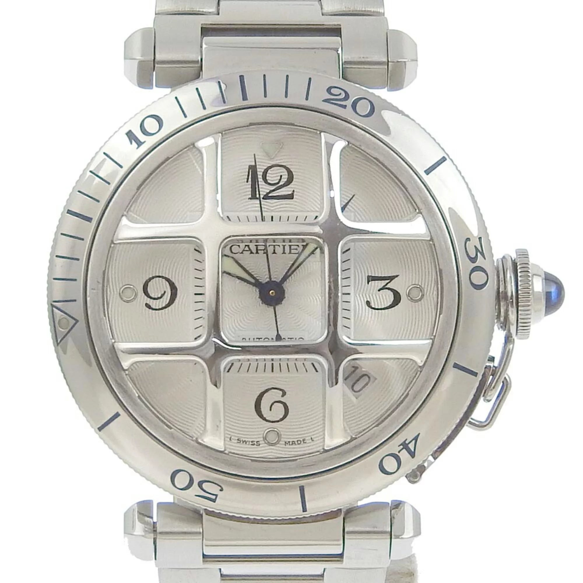Pre-Owned stainless steel automatic winding white dial men's watch V7613
