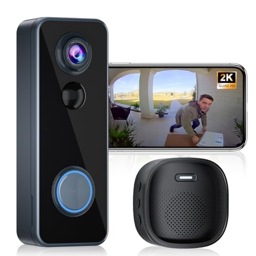 2K HD Wireless Video Doorbell with Chime, Battery Powered A573886