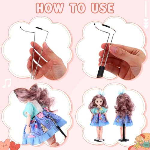 24 Pcs Adjustable Doll Stands with Expandable Waist Wire (White, Silver) C536775