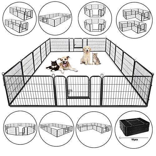 16 Panels 32 in Black Metal Pet Playpen I202
