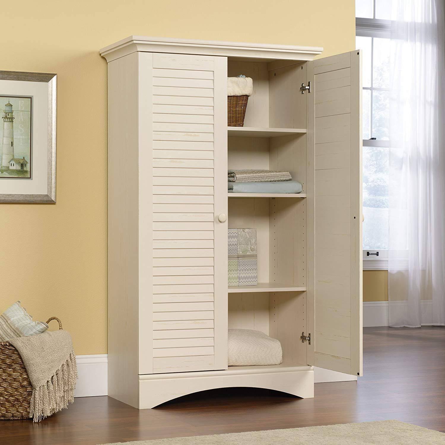 Antiqued White Storage Cabinet N278431