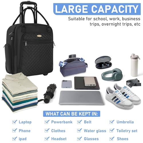 Black 16.5inch Lightweight Carry-On Suitcase I2995