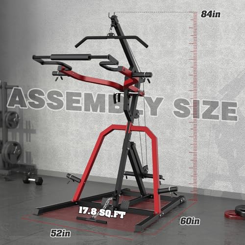 Leverage Gym Power Rack Squat Rack with LAT Low Row System Home Gym System Workout Station 2:1 Ratio S56456