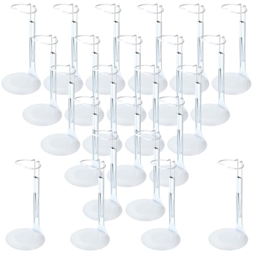 24 Pcs Adjustable Doll Stands with Expandable Waist Wire (White, Silver) C536775