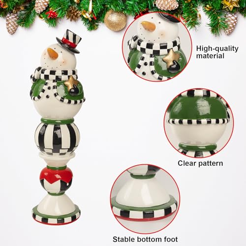 Black and White Checkered Resin Snowman Christmas Decorations V12085