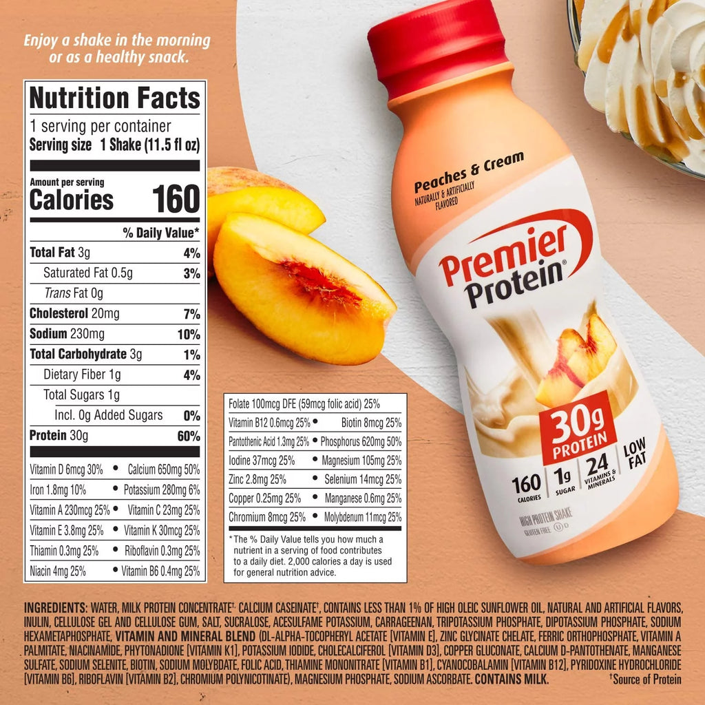 Peaches & Cream 11.5 oz 12 Pack Protein Shake X5219