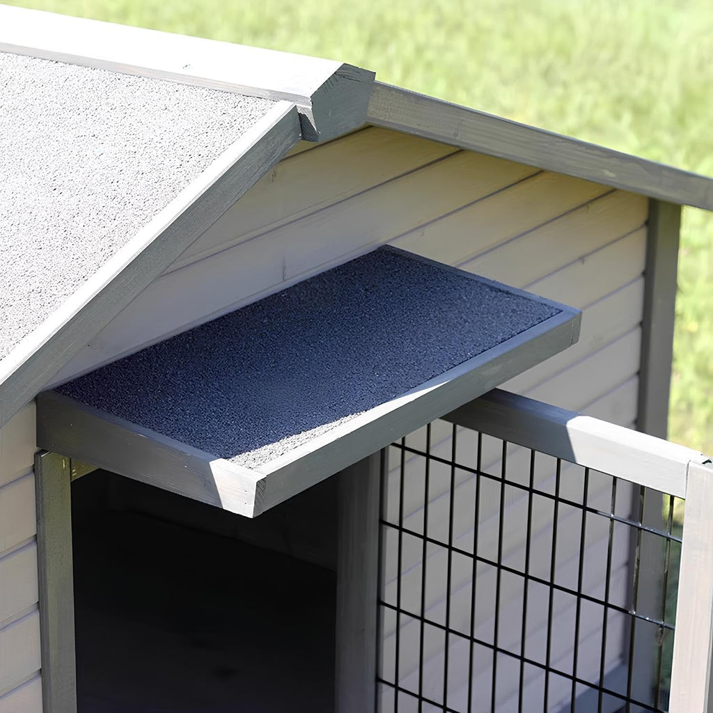 Grey Weatherproof Wooden Dog House with Elevated Floor A3699