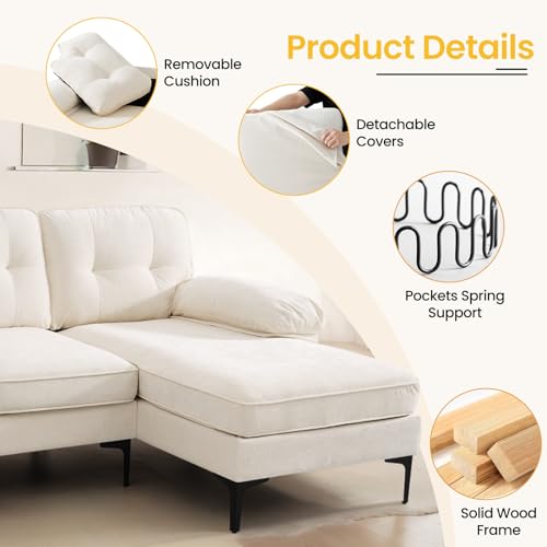 Grey Chenille L-shaped Couch with Reversible Chaise Q181