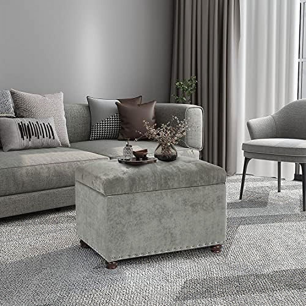 Red Brown Faux Leather Ottoman Bench U480009