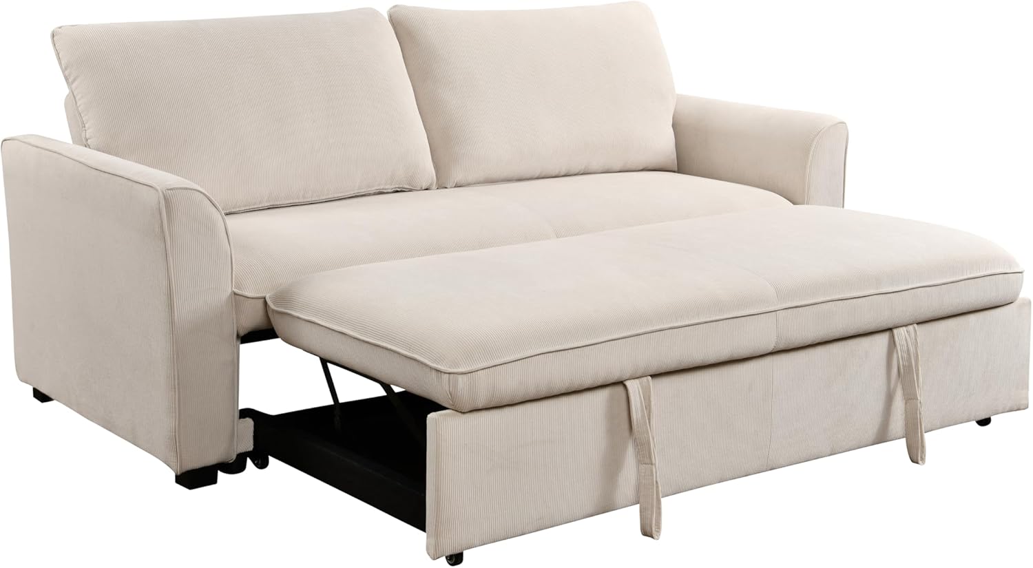 Beige 78 Inch Convertible Sleeper Sofa Bed with Pullout Bed D24352