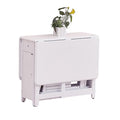 Solid Wood Drop Leaf Folding Dining Table with Drawers and Wheels Z831