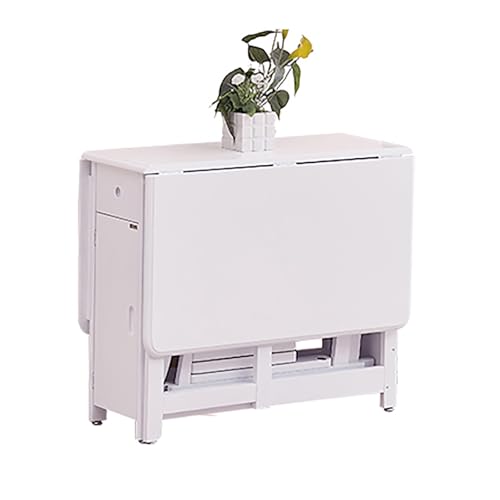 Solid Wood Drop Leaf Folding Dining Table with Drawers and Wheels Z831
