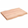 Solid Oak Wood Live Edge Table Top Light Brown 6.7"x19.7"x1.6" D3957