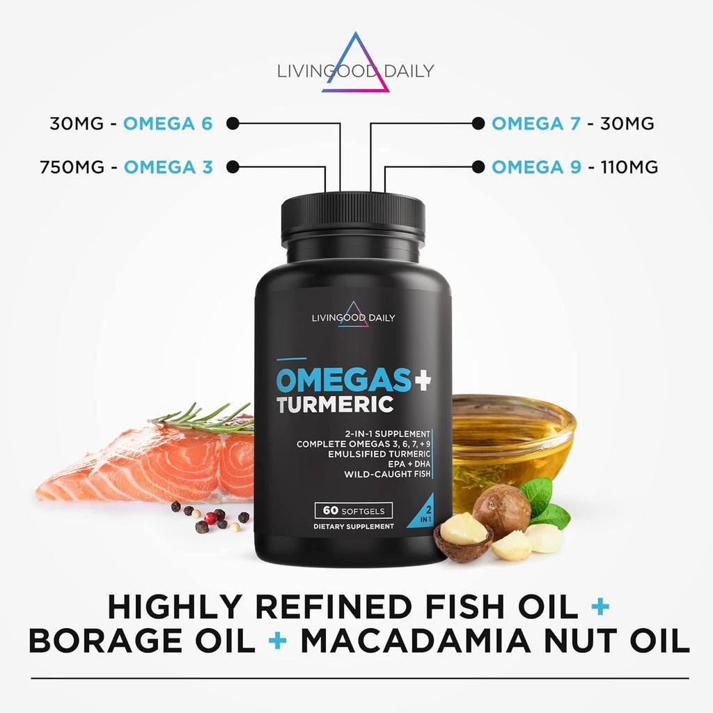Omega 3 6 9 Plus Turmeric Curcumin Supplement 60 Softgels M853