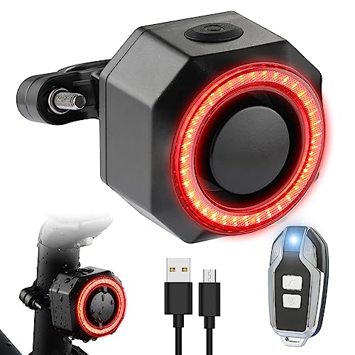 Bicycle Horn Bike Alarm Smart Bike Tail Light Rear Bike Light Waterproof Rechargeable Antitheft Alarm C7909