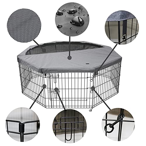 8 Panel 24" W x 24" H Metal Dog Exercise Pen with Bottom Pad O460693