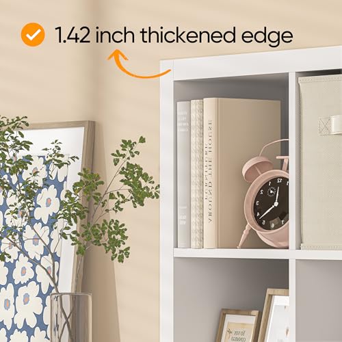 White Wood 9 Cube Storage Organizer with Bins C990474
